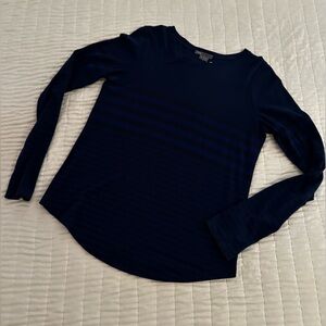 Blue and black stripe long sleeve tee by Vince